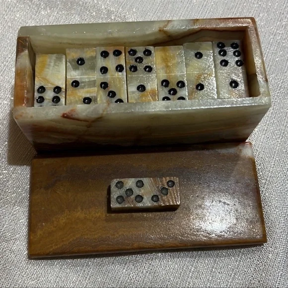 Beige Onyx Domino Game Set